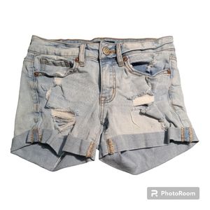 Aeropostale Low Rise Midi Distressed Denim Shorts sz 0